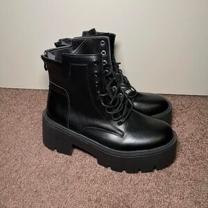 H&M Faux Leather Combat Black Boots
